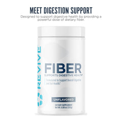 Revive MD Fiber scoop beside powder for convenient daily fiber intake.