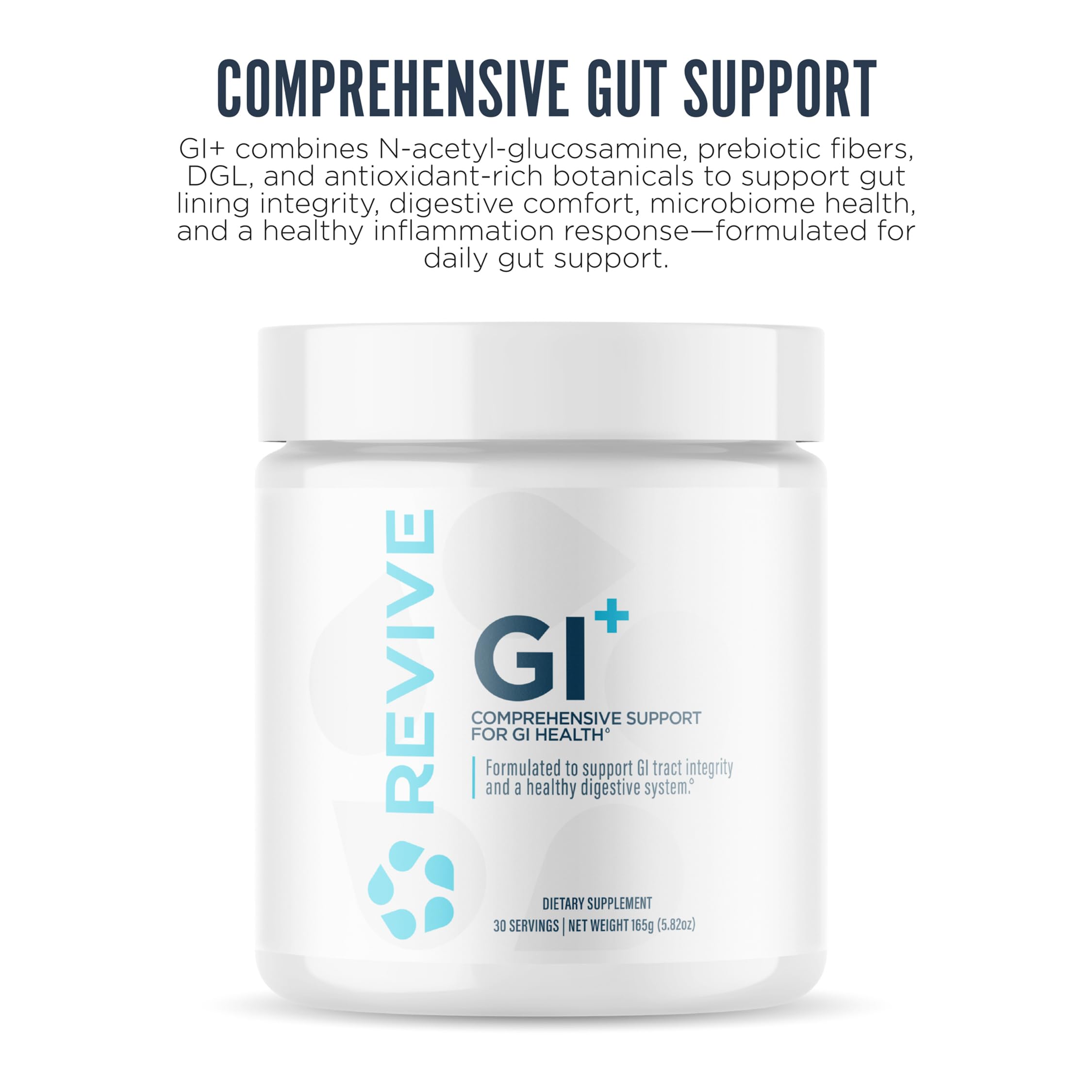 Revive MD GI Plus scoop measures 5.5g for daily use.