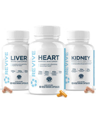 Revive MD Heart bottle label highlights heart support ingredients.