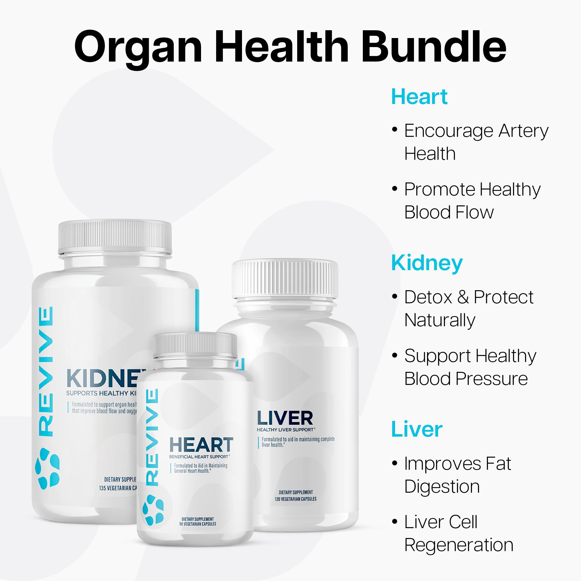 Revive MD Kidney bottle label features blood flow support ingredients.