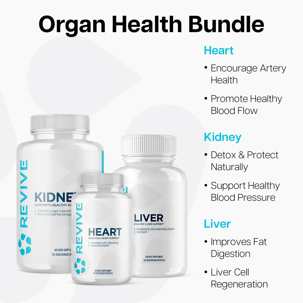 Revive MD Kidney bottle label features blood flow support ingredients.