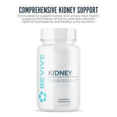Closeup of Revive MD kidney support capsules for daily use