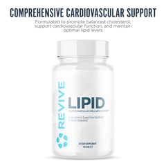Revive MD Lipid Support label close-up highlighting natural ingredients.