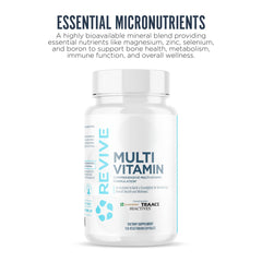 Close-up of Revive MD capsules highlighting essential vitamins for nervous system health.