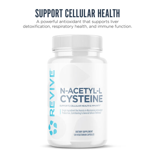 Revive MD NAC capsules close-up showing easy daily dosage