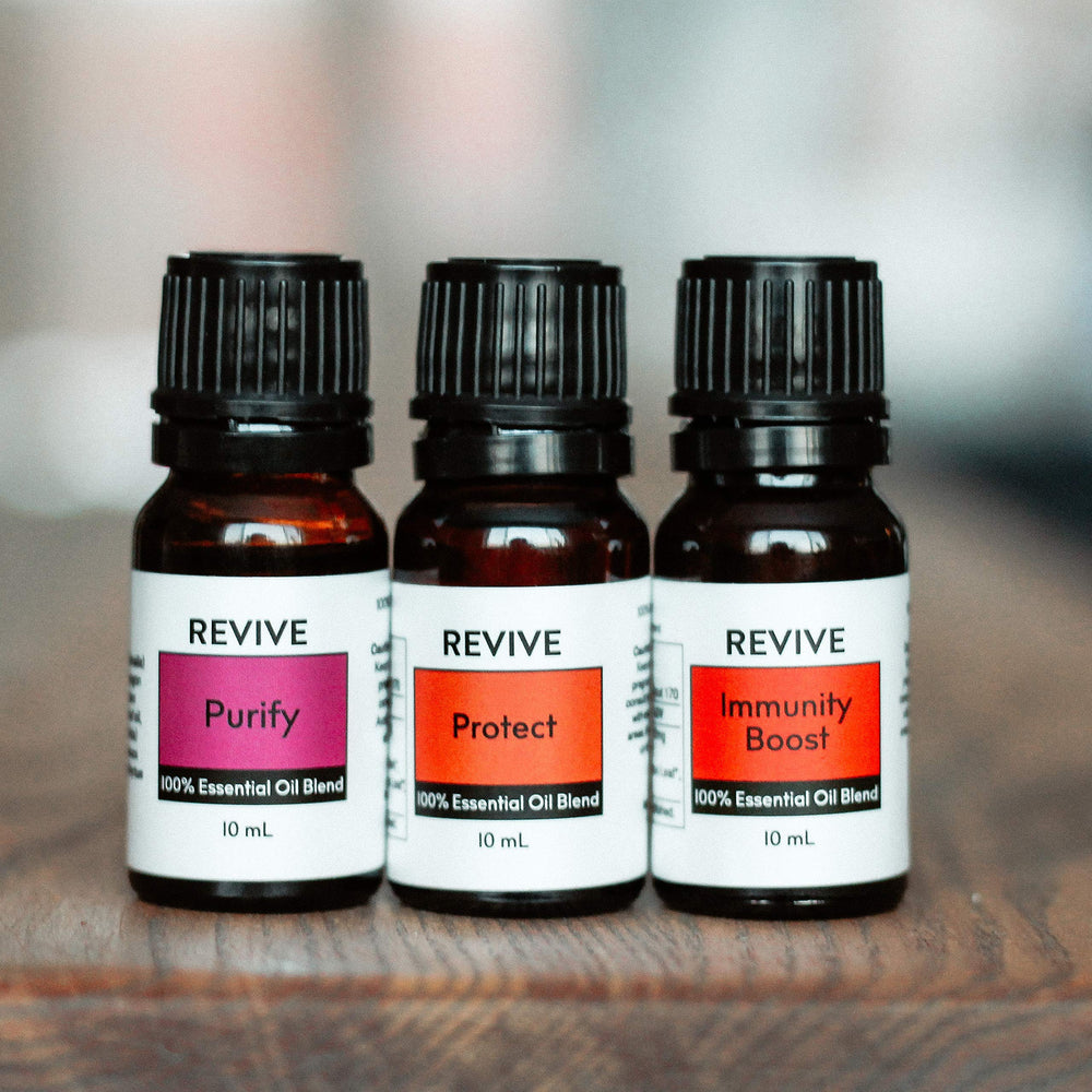 REVIVEEO Protect bottle shown for diffuse uplifting ambiance