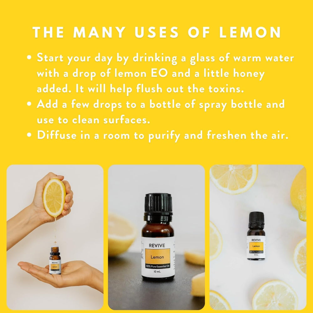 REVIVEEO lemon essential oil used in skincare with gentle citrus note