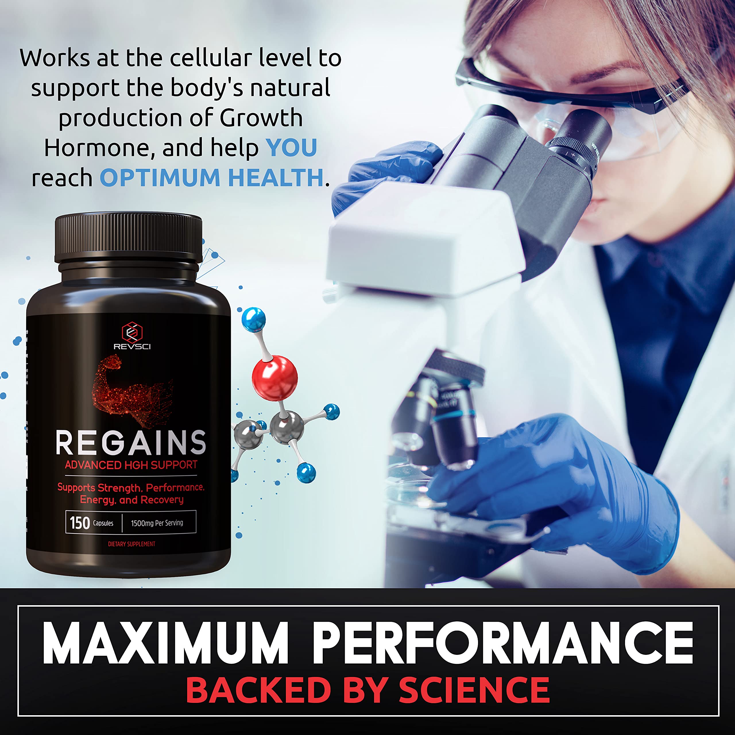 Regains pills on a spoon suggest convenient post-workout nutrient intake.