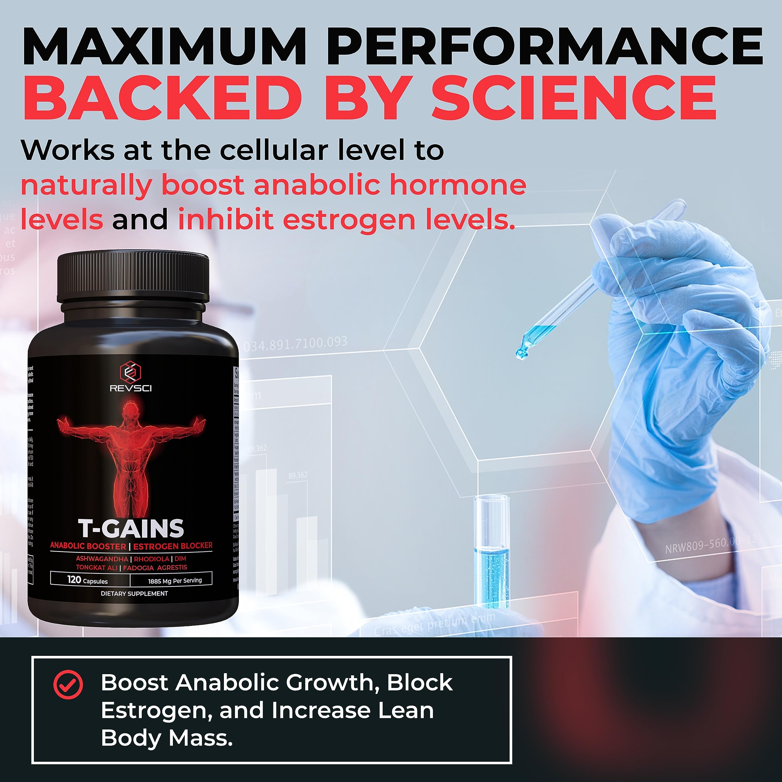 Hands holding T-GAINS bottle, signaling ready-to-use daily supplement.