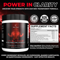 Violence Stim Free beta-alanine and betaine on display for endurance benefits.