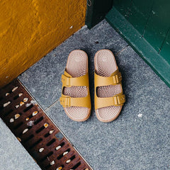 Revs Shiel sandal highlights reflexology dots for foot relaxation