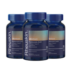 Rheuskin Motion 3 Pack bottle caplets for joint comfort and daily flexibility.