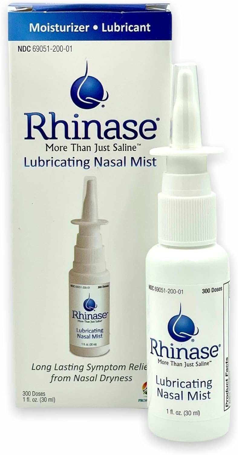 Rhinase nasal spray moisturizes with dual-wetting agents for dry nasal passages.