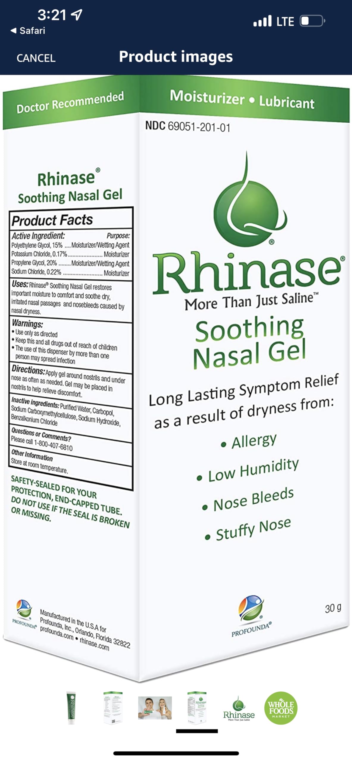 Rhinase saline nasal gel 2-pack box front highlighting doctor recommended, non steroid relief