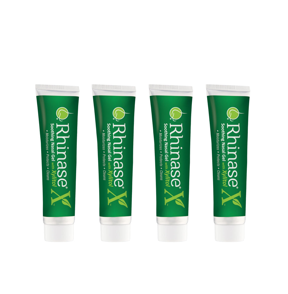 Rhinase Saline Nasal Gel 4-pack front view for daily nasal hydration.