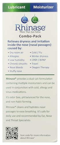Rhinase saline spray 1oz bottle provides gentle moisture and nasal hydration