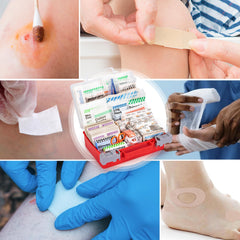 RHINO RESCUE 266-piece first aid kit compact portable case for homes and cars.