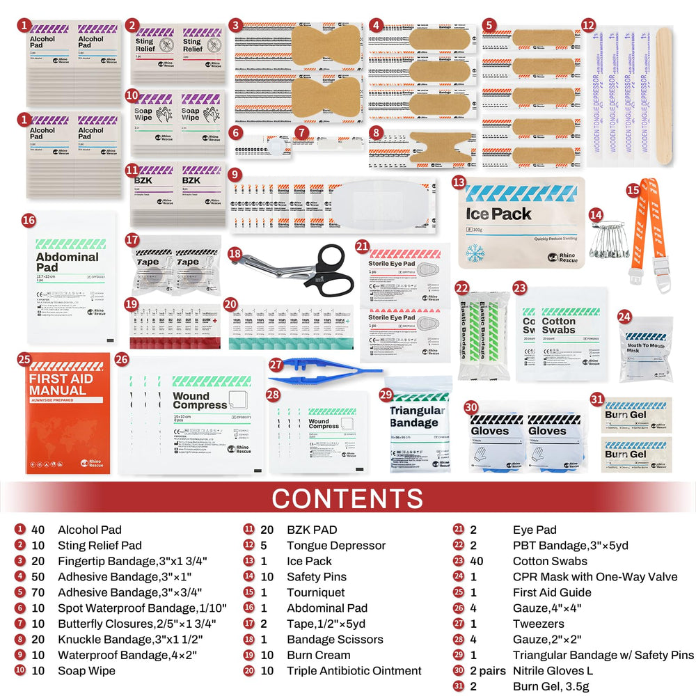 Rhino Rescue bandages and gauze pads for minor injuries