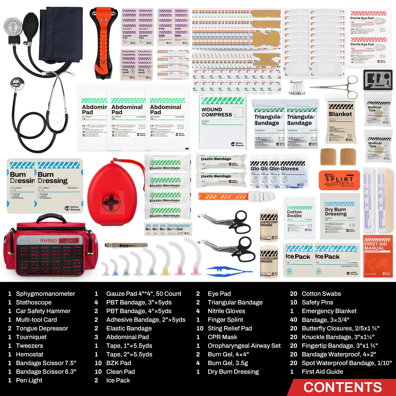 RHINO RESCUE EMT bag open compartments for quick access to 300+ supplies.