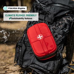 Rhino Rescue kit with carabiner attachment for easy backpack mounting