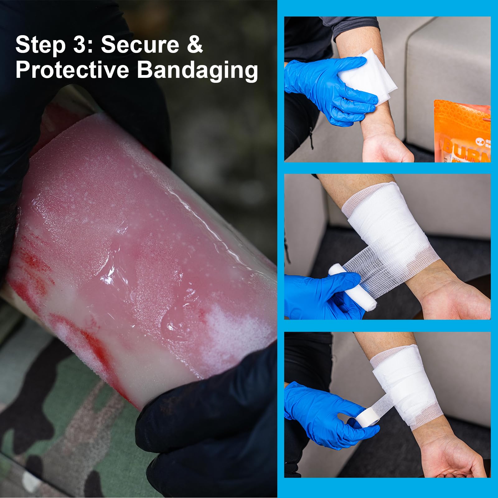 RHINO RESCUE first aid tools: scissors, gloves, tape