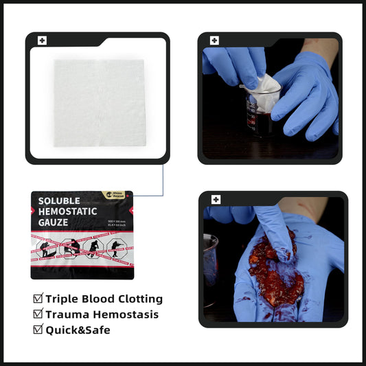 Rhino Rescue gauze in IFAK kit ready for field trauma use.