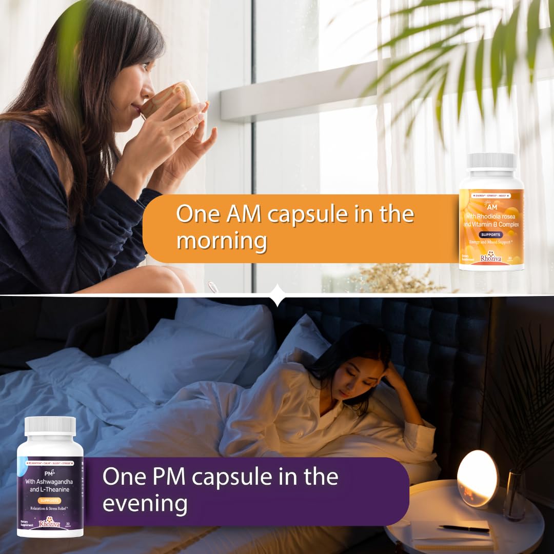 On-the-go use with Rhoziva AM PM for balanced energy and focus.