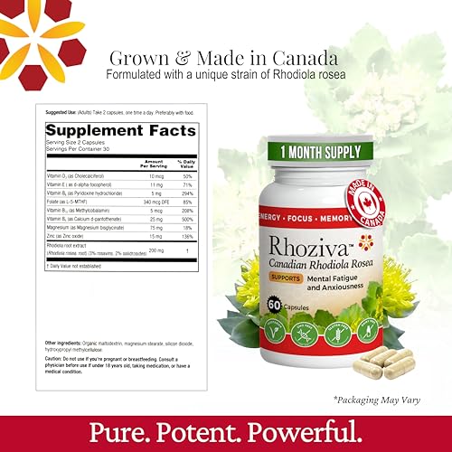 Rhoziva Rhodiola Rosea capsules with minerals icon.