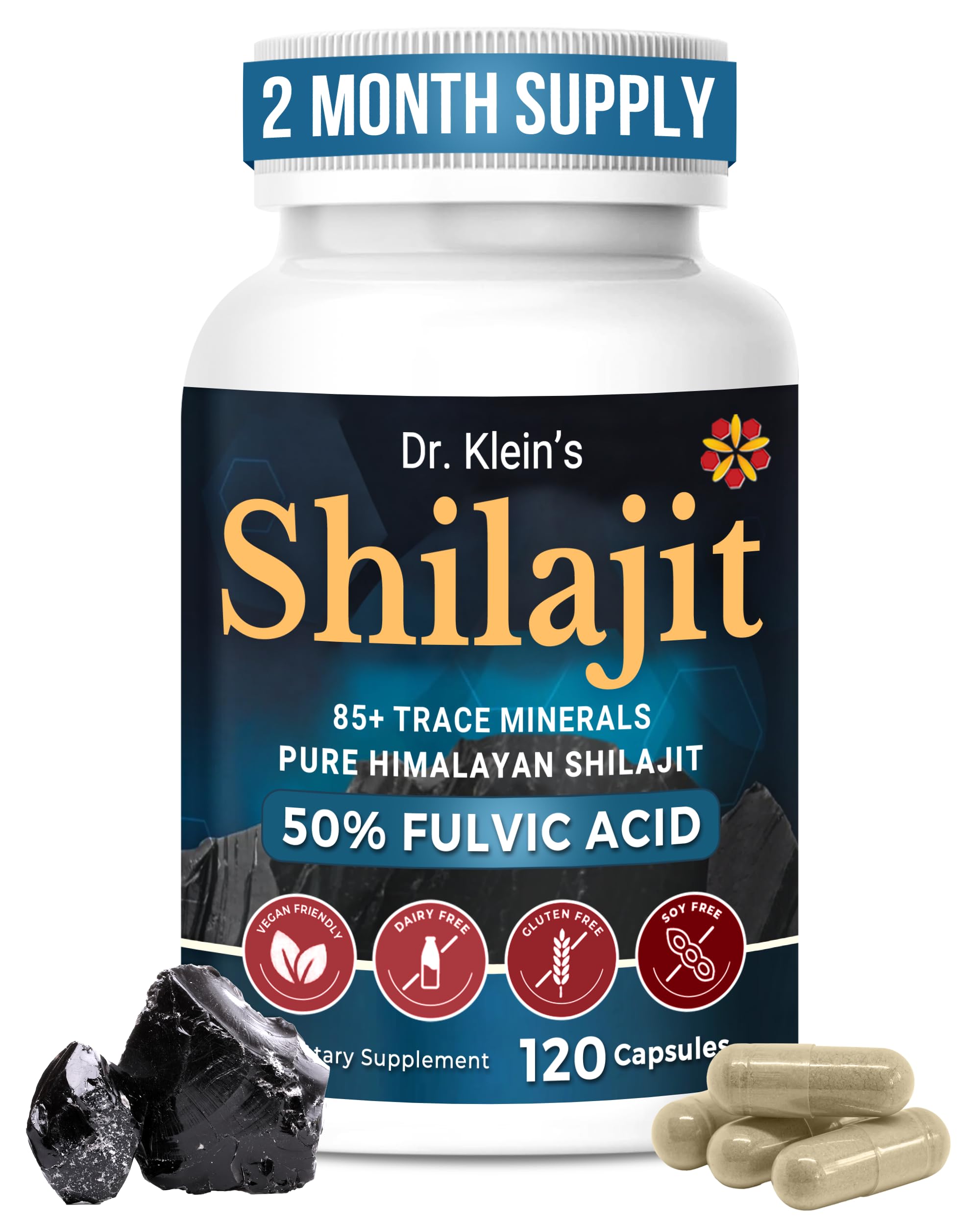 Rhoziva Shilajit capsules bottle front view for easy daily energy and vitality