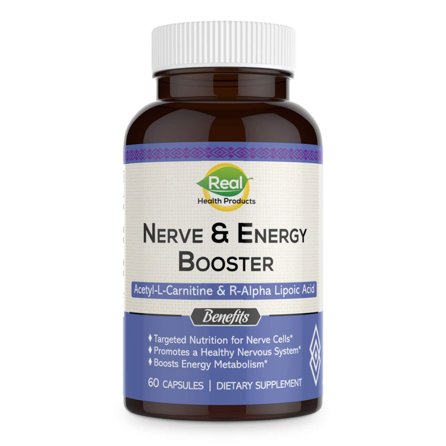 RHP ALA supplement bottle front with capsules signaling antioxidant support and energy balance