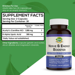 RHP ALA capsules close-up showing 300mg ALA and 1000mg Acetyl L-Carnitine