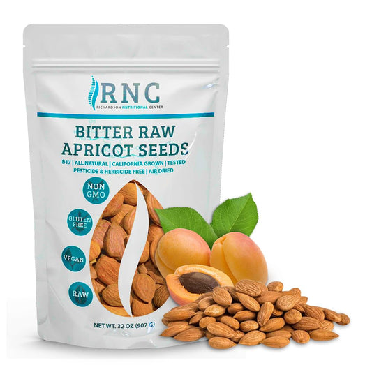 Richardson Nutritional Center fresh raw apricot seeds pack, California-grown quality.