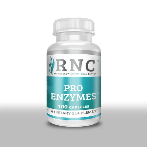 Richardson Nutritional Center Pro Enzymes bottle highlights a daily digestive supplement