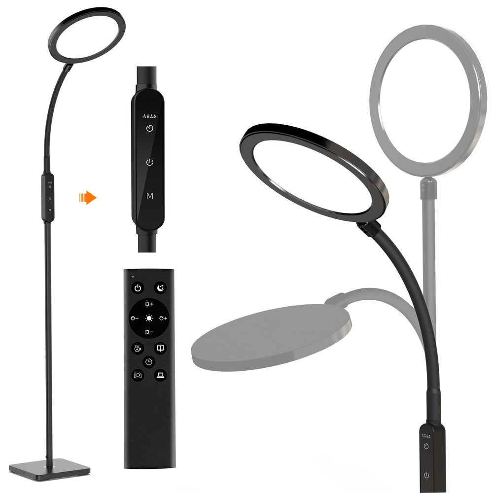 RICIAL 2-in-1 lamp in living room with daylight-style reading light