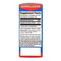 Ricqles Peppermint Oil bottle side panel with dosage information