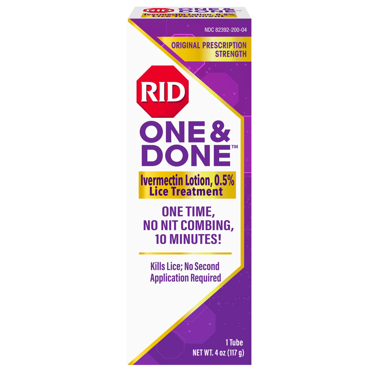 RID One & Done application close-up showing quick, single-dose lice treatment.