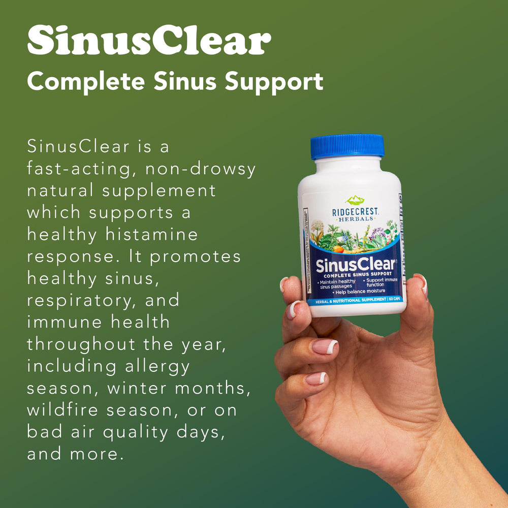 SinusClear bottle label close-up suggesting clear nasal passages.