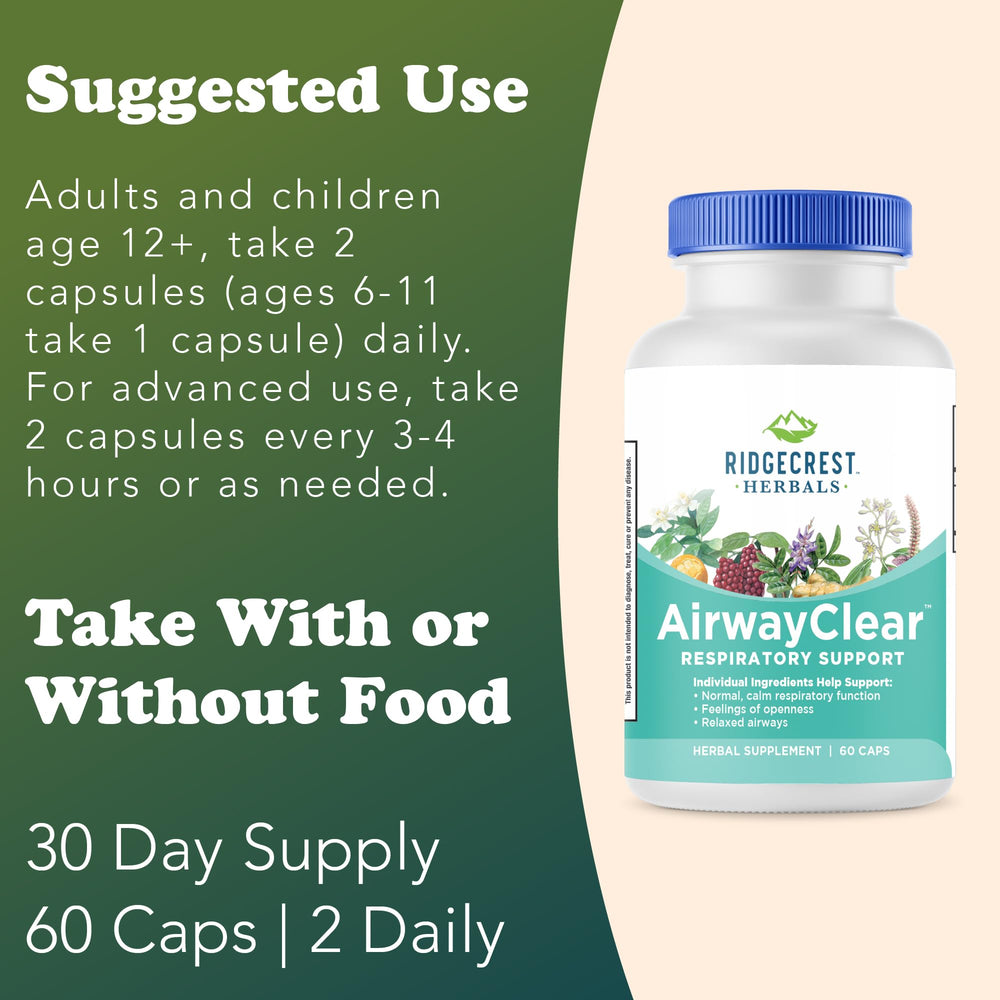 RidgeCrest AirwayClear perilla fruit image suggests omega-rich support for lungs.