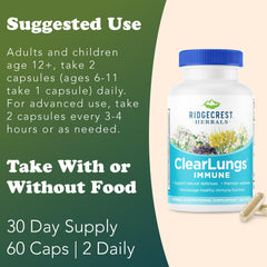 RidgeCrest ClearLungs Immune Isatis root and Andrographis components close-up