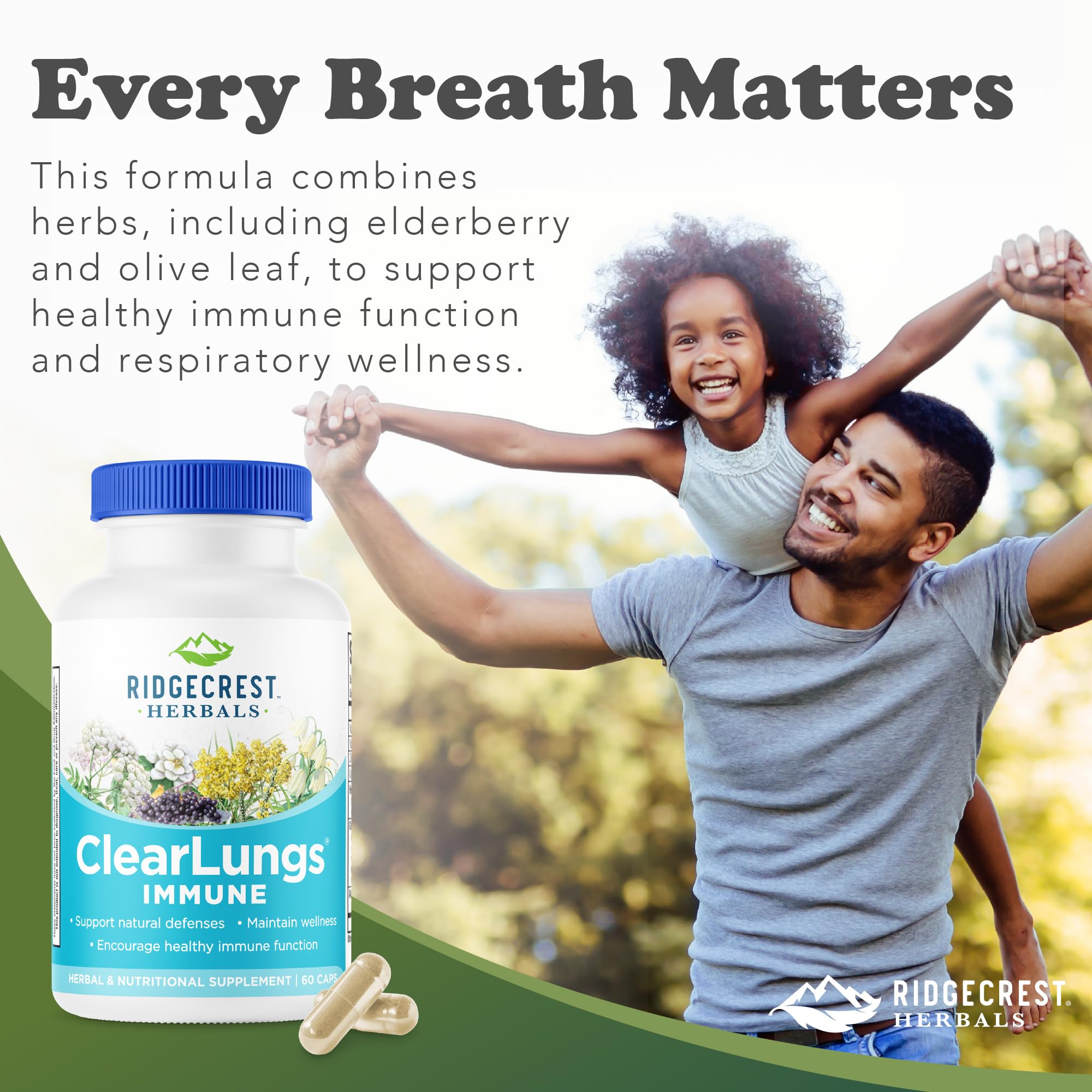 RidgeCrest ClearLungs Immune vitamin C and zinc capsules in bottle