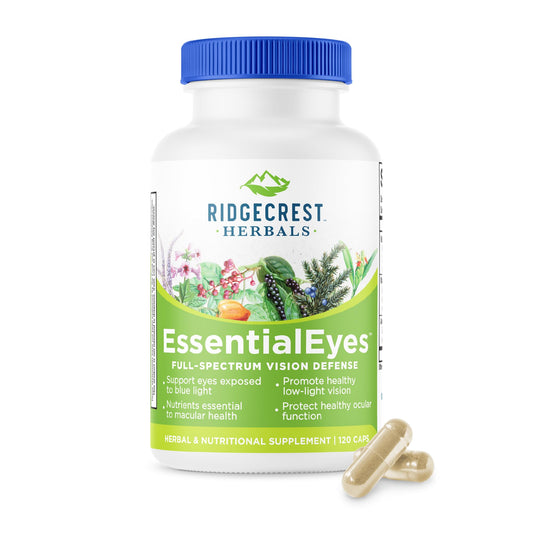 RidgeCrest EssentialEyes bottle-front, convenient eye health support for daily use