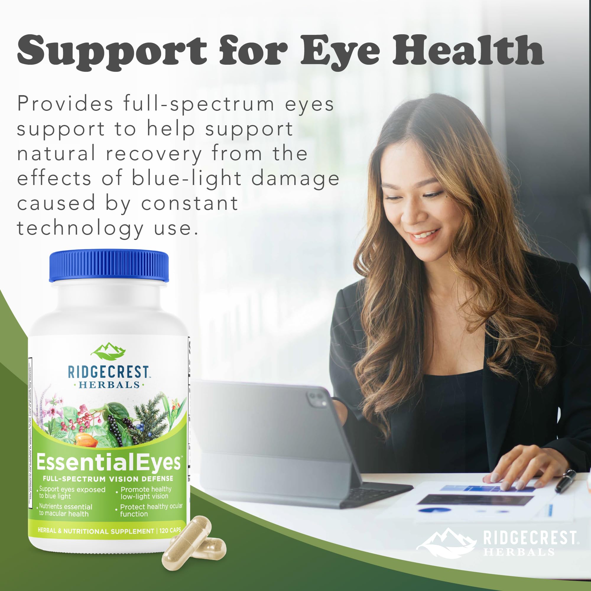 RidgeCrest EssentialEyes daily-routine, fits morning or evening supplement ritual
