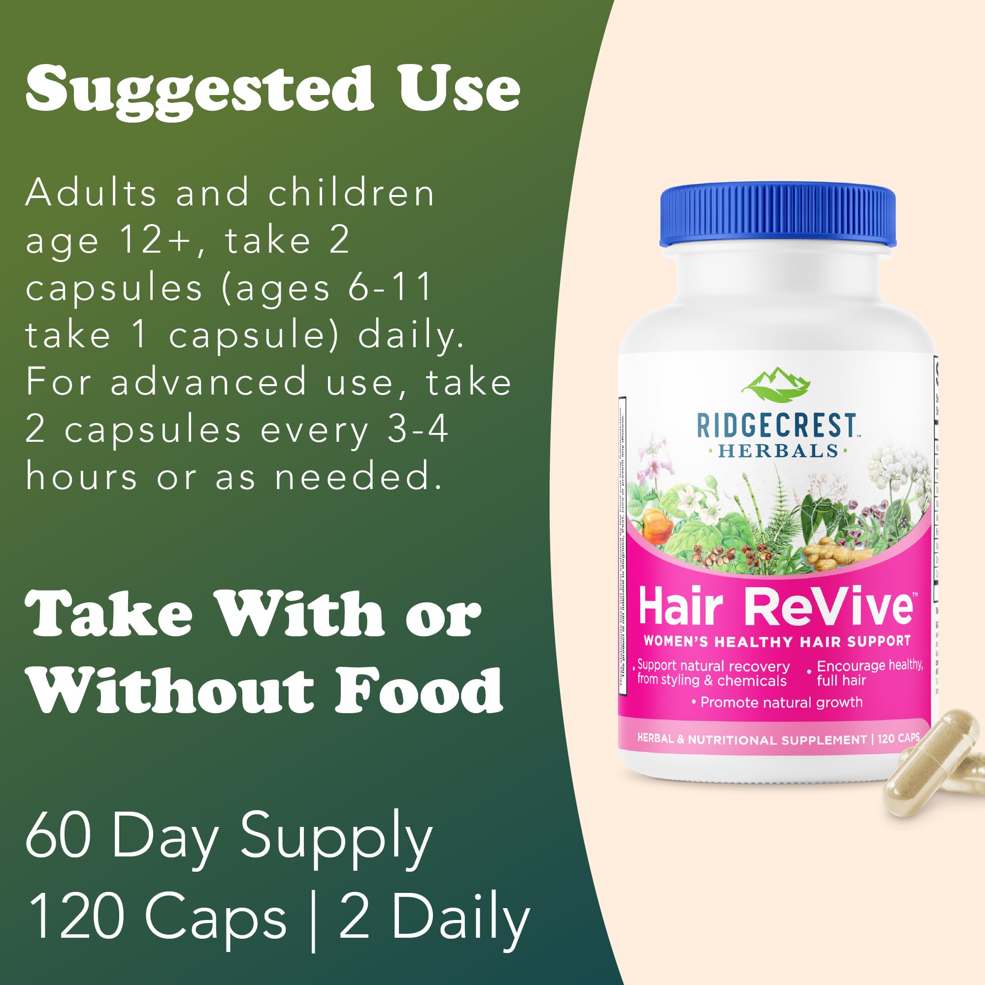 RidgeCrest Hair ReVive pour shot illustrating easy daily dosing