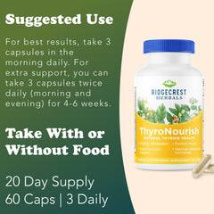 RidgeCrest ThyroNourish label closeup with key vitamins.