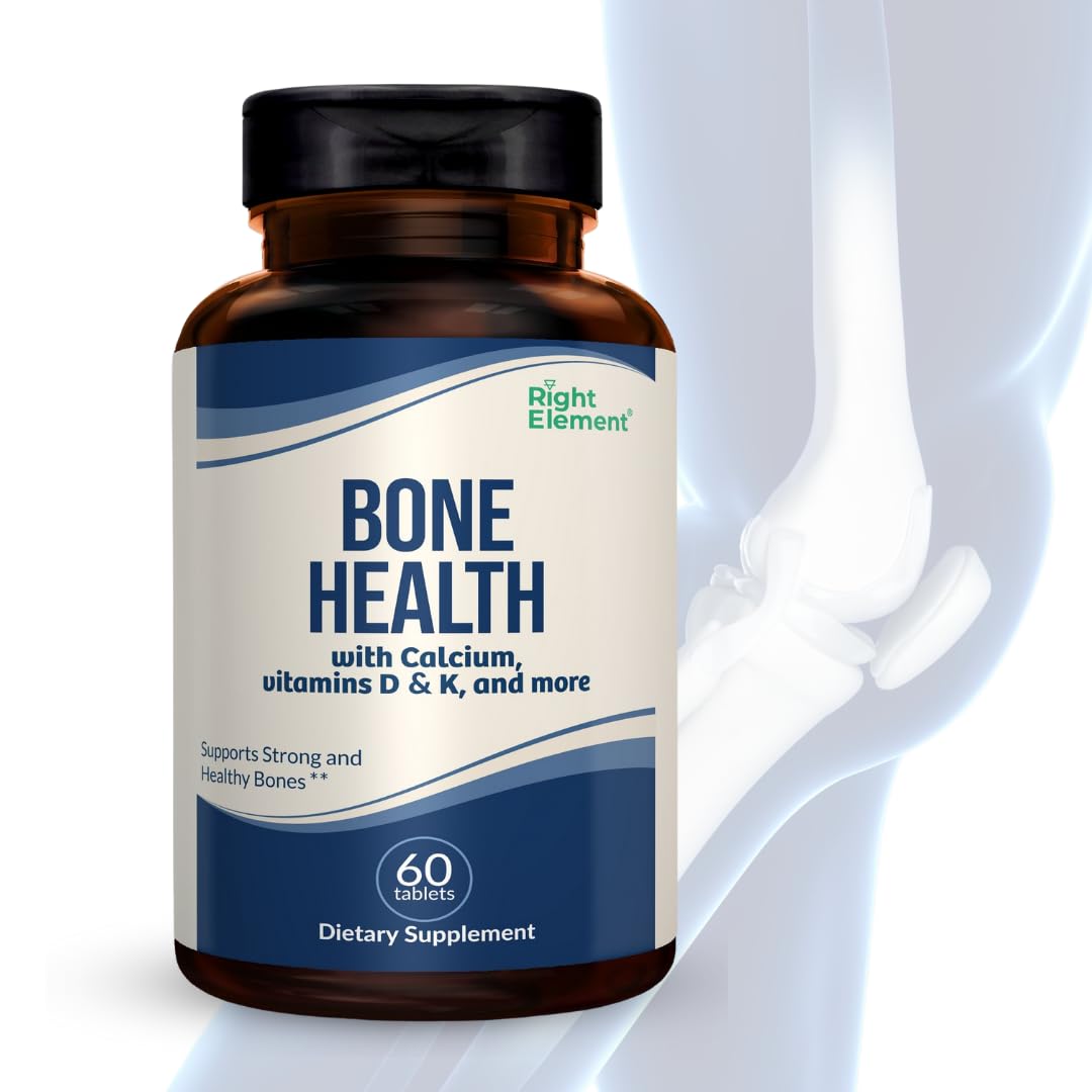 Right Element bottle front showing calcium, magnesium and D3 for bone support
