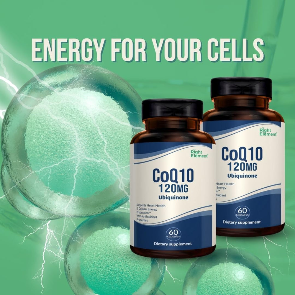 Wellness-oriented shot pairs RIGHT ELEMENT CoQ10 with healthy living goals.