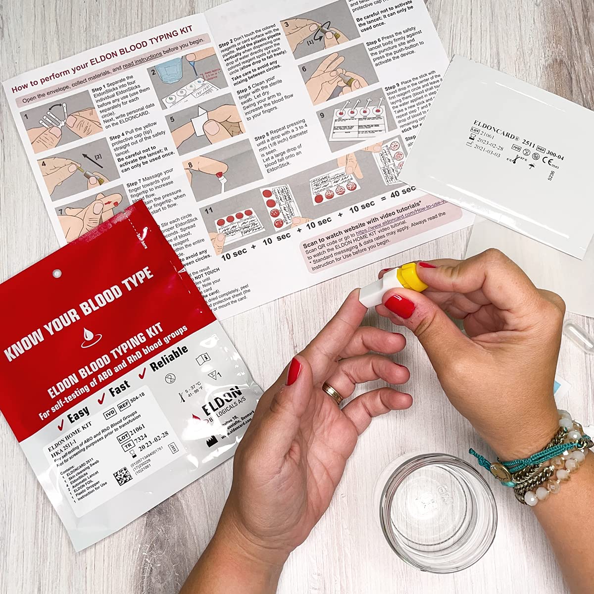 Right For Your Type blood typing kit use-instructions image for quick results.