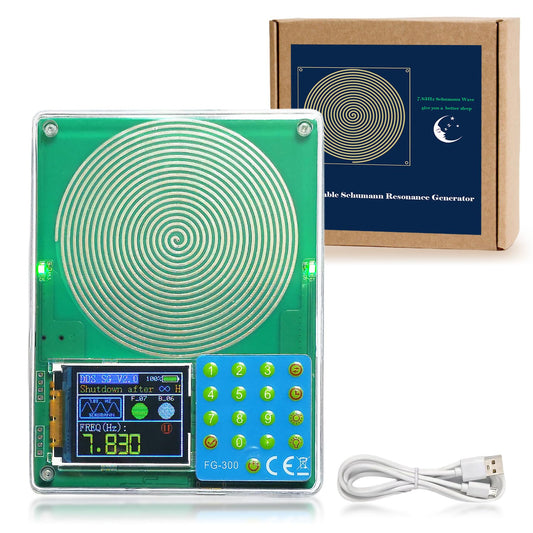 Rihveo frequency generator in an acrylic case for calming home use