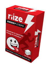 Riize Energy Strips pack shot with a 30-count box for quick energy.