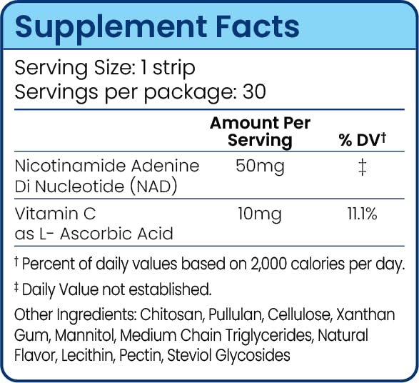 Riize NAD+ Strips with Vitamin C offering antioxidant support